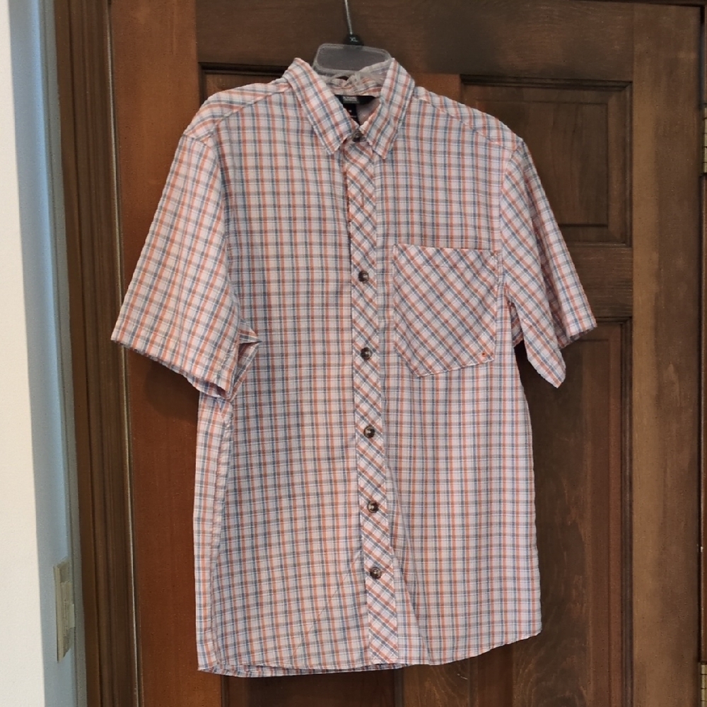Casual Plaid Button-Down Shirt for Men - Orange and White